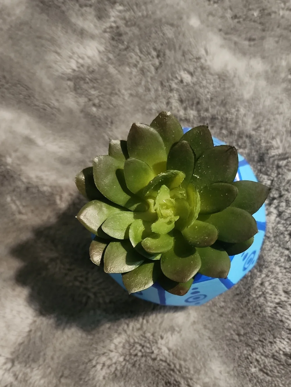 Hand Painted Pot, with fake plant!